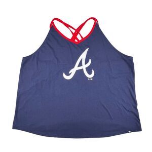 Fanatics Top 3X Blue Atlanta Braves Game Day Barrel It Up Sporty Cross Back Tank